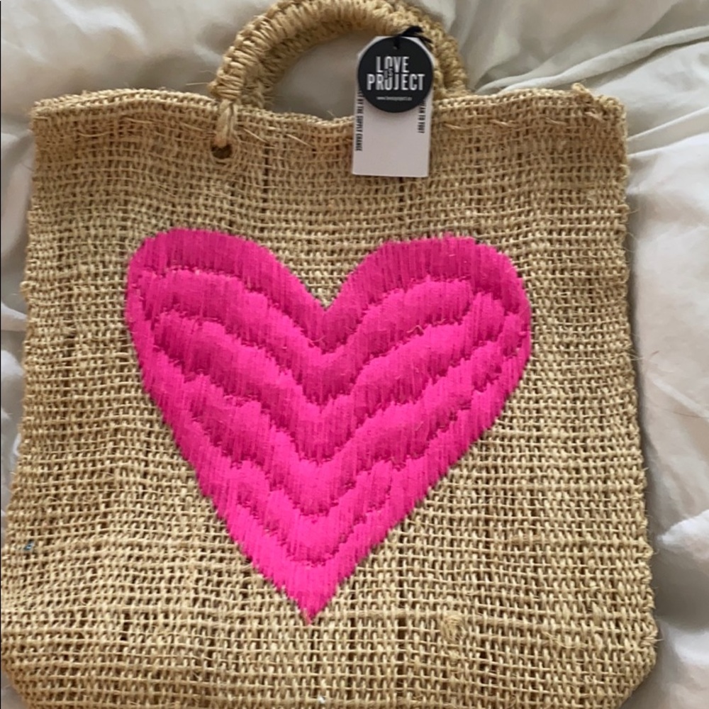 LOVE IS PROJECT HEART TOTE STRAW
